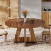 Farmhouse 47-inch Round Kitchen Dining Table in Vintage Brown Wood Finish